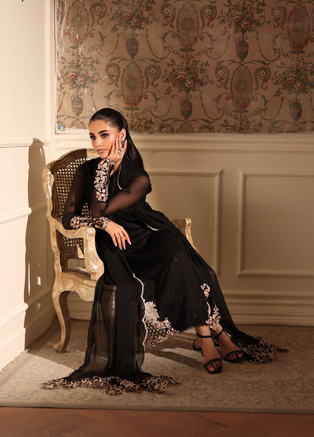 Ensembles by Azure Embroidered Unstitched Chiffon Suits 3 Piece AZU25EU ES-116 Dusken Lace - Festive Collection