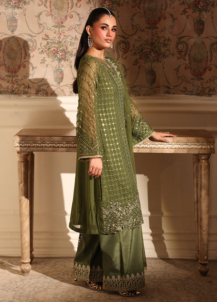Ensembles by Azure Embroidered Unstitched Chiffon Suits 3 Piece AZU25EU ES-119 Moss Glow - Festive Collection