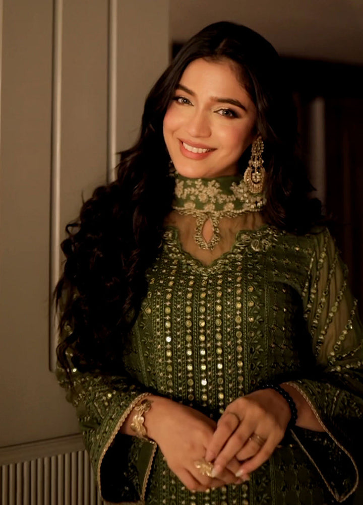 Ensembles by Azure Embroidered Unstitched Chiffon Suits 3 Piece AZU25EU ES-119 Moss Glow - Festive Collection