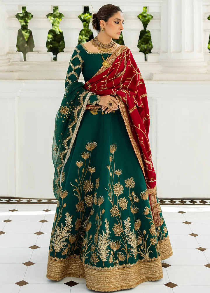 Jahan by Erum Khan Embroidered Raw Silk Suits Unstitched 4 Piece EK25V4 Evergreen - Formals Collection