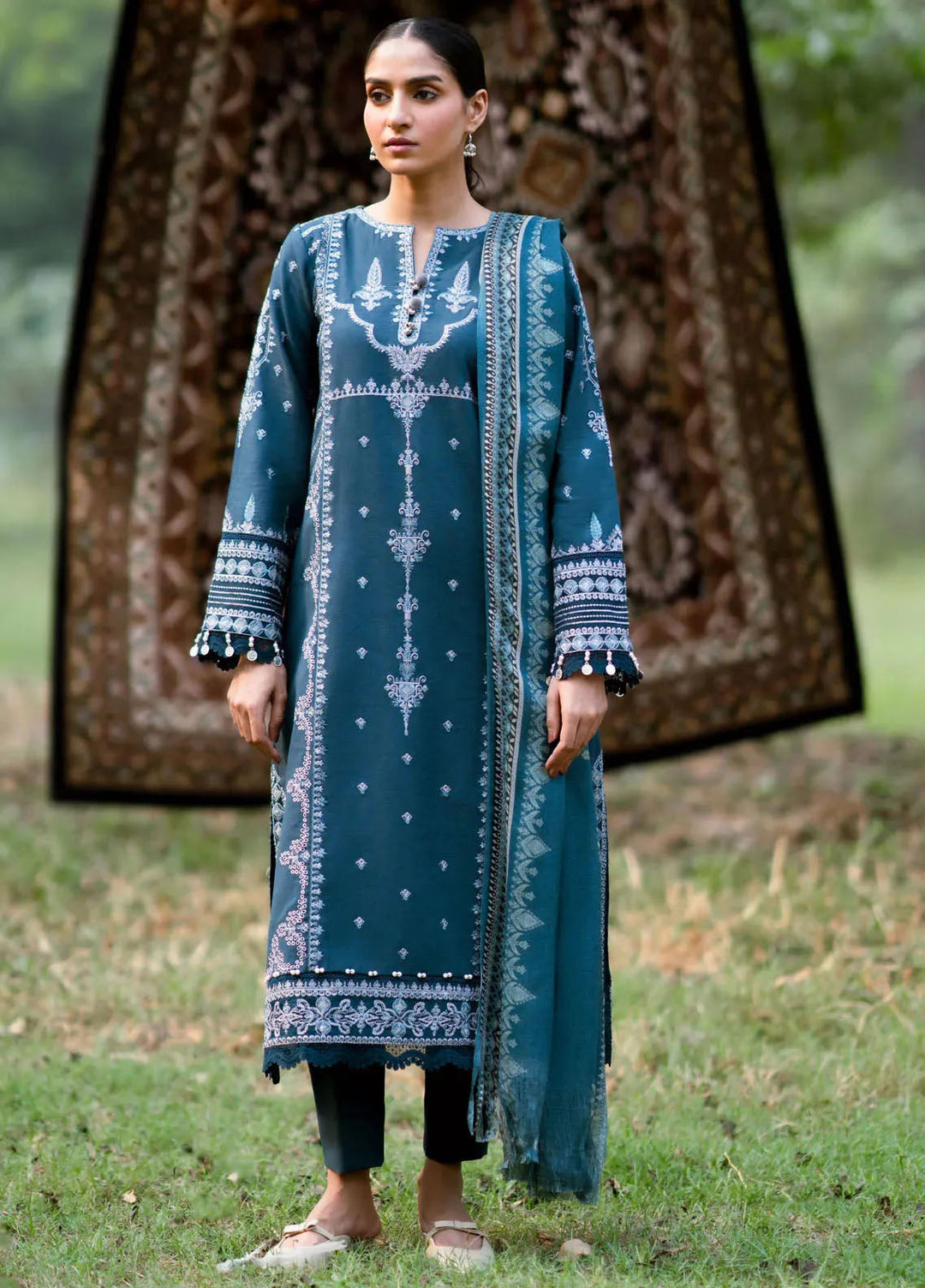 Florent Embroidered Khaddar Suits Unstitched 3 Piece FL25FU FL-01 A - Formals Collection
