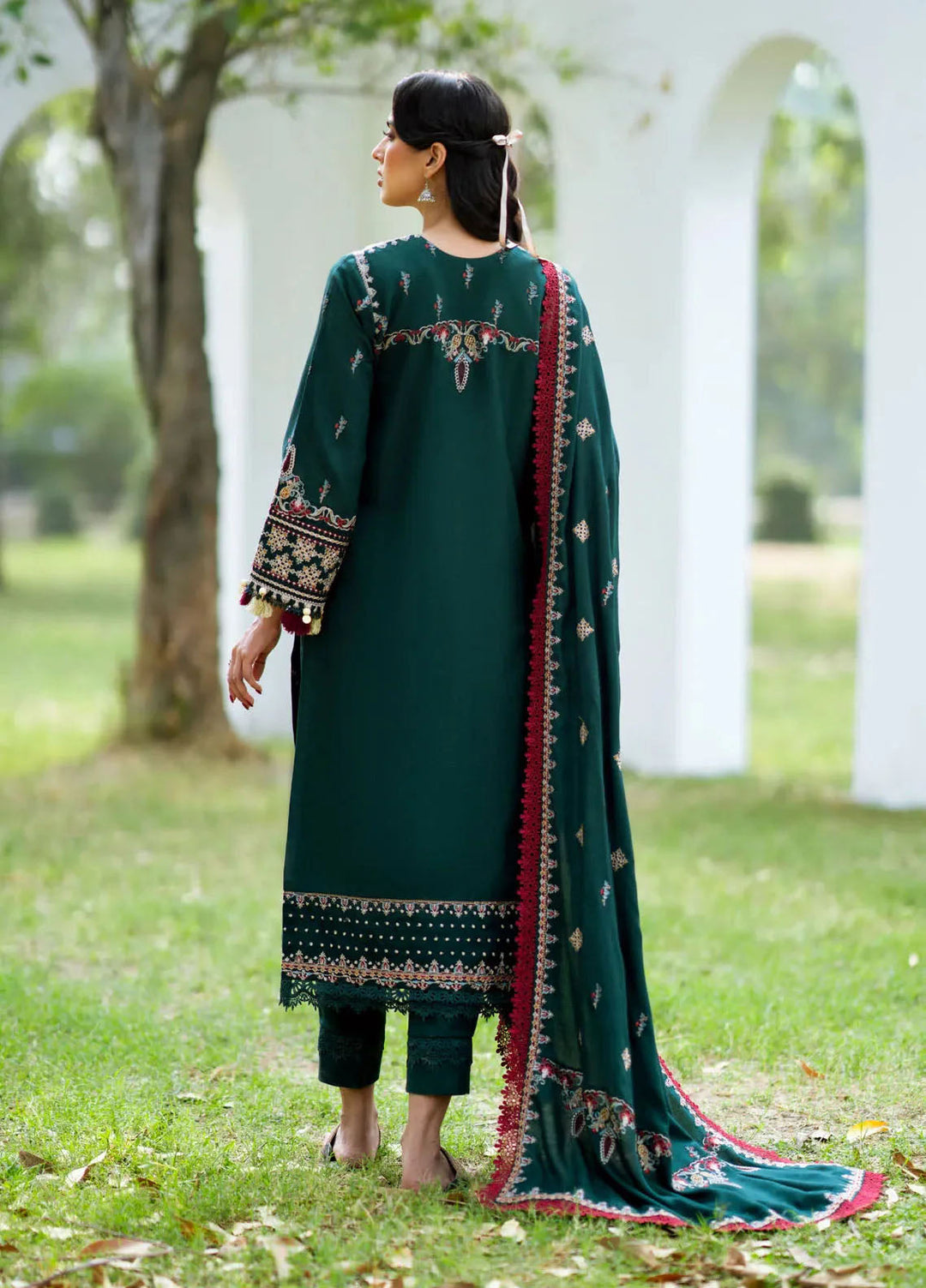 Florent Embroidered Leather Peach Suits Unstitched 3 Piece FL25FU FL-02 B - Formals Collection