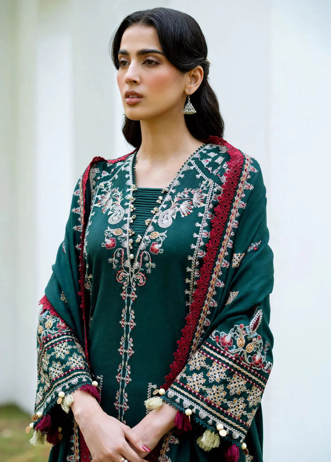 Florent Embroidered Leather Peach Suits Unstitched 3 Piece FL25FU FL-02 B - Formals Collection