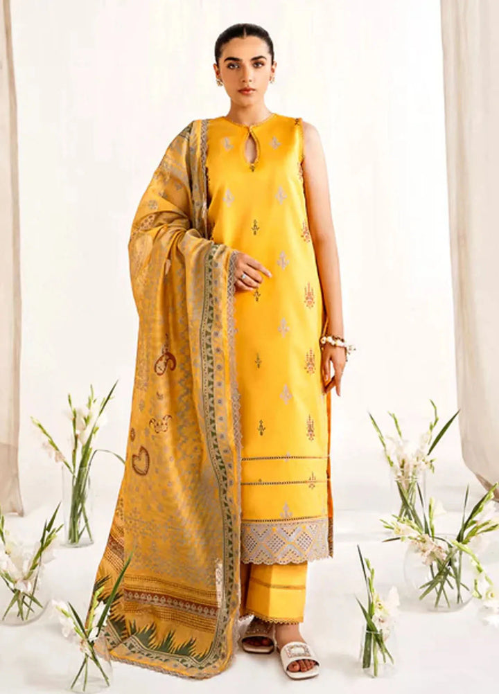 Florent Embroidered Organza Suits Unstitched 3 Piece FL25FU FL-1B - Formals Collection