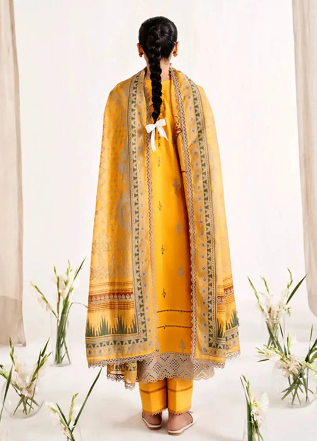 Florent Embroidered Organza Suits Unstitched 3 Piece FL25FU FL-1B - Formals Collection