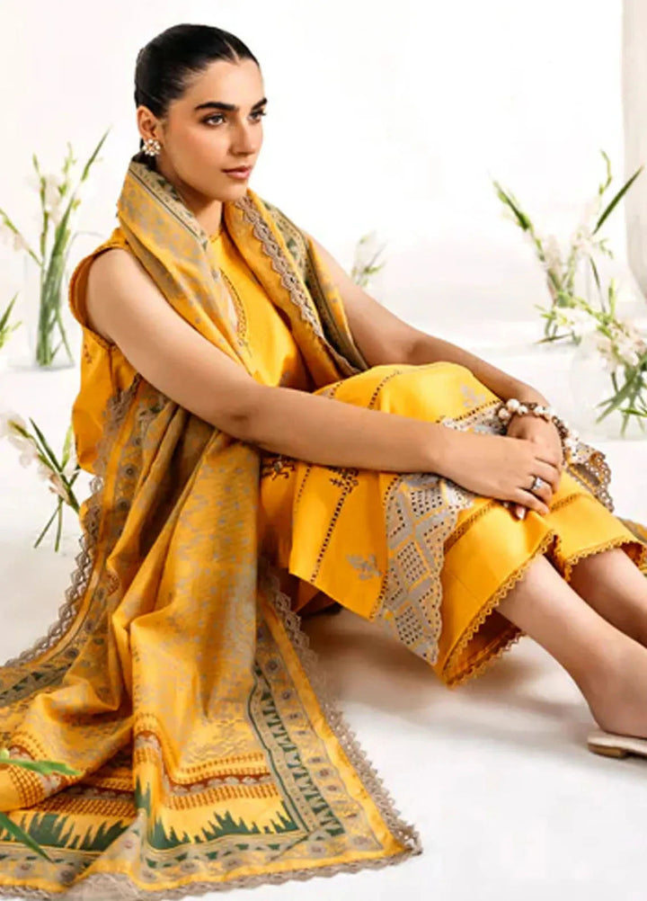 Florent Embroidered Organza Suits Unstitched 3 Piece FL25FU FL-1B - Formals Collection