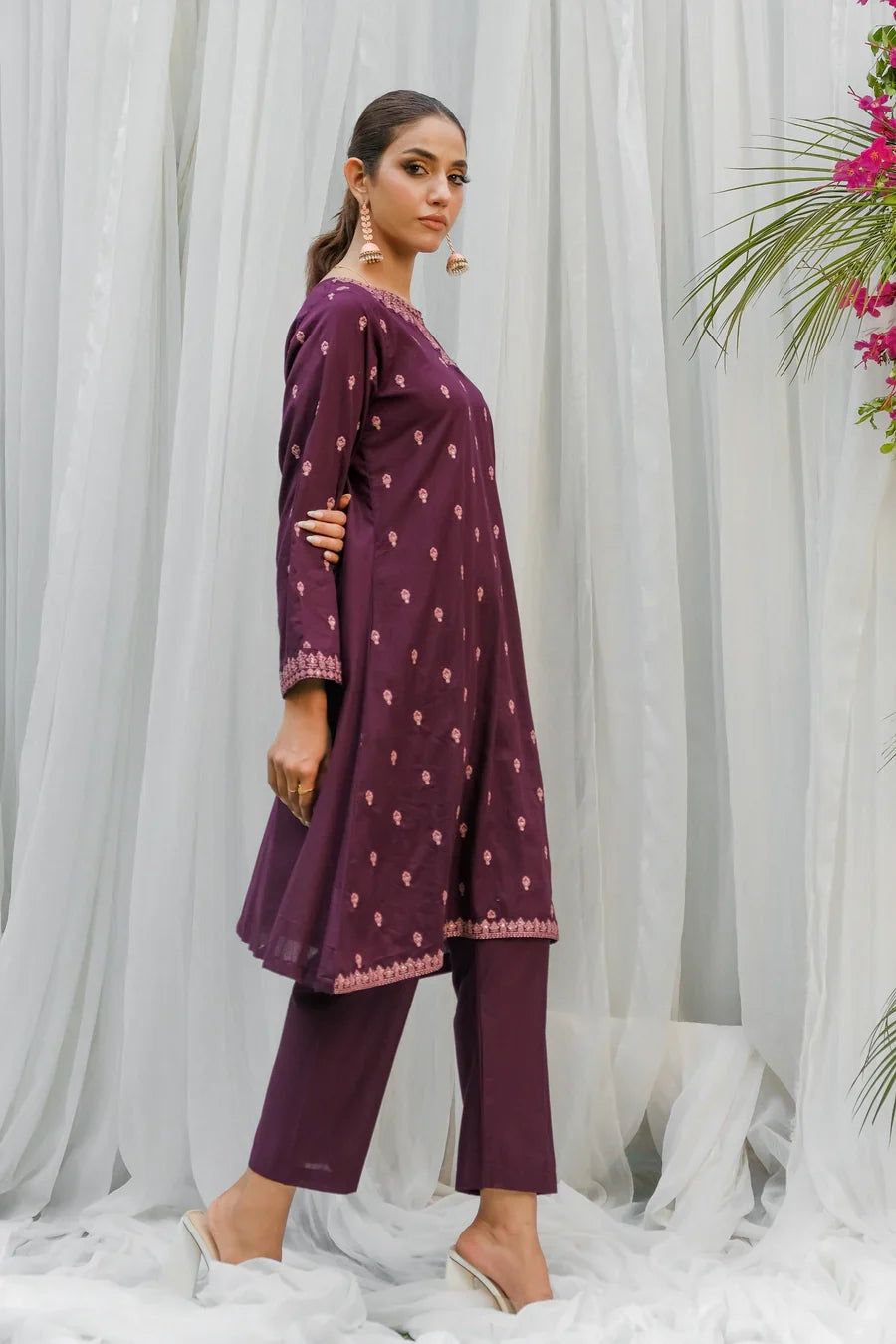 Dhaga Women Pret Embroidered 2 Piece cotton Purple SS24DSE135 - Summer Collection