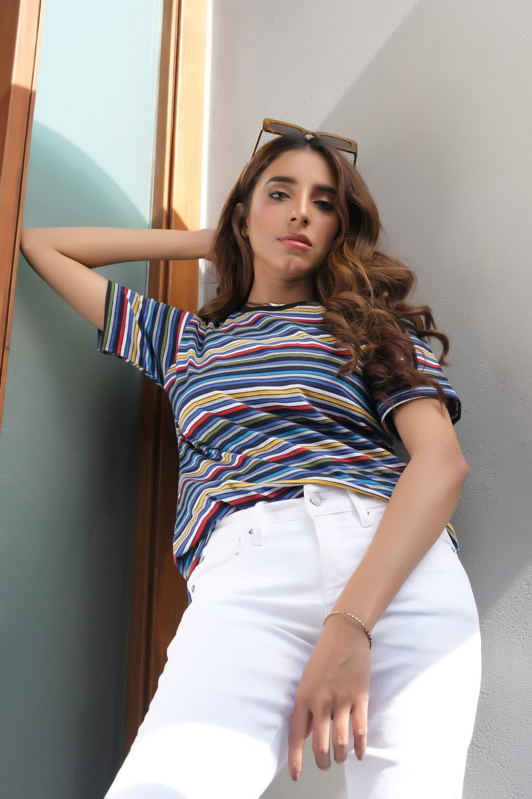 Dhaga Women Western Solids T- Shirt jersy Coloured Stripe DH10007 - Summer Collection