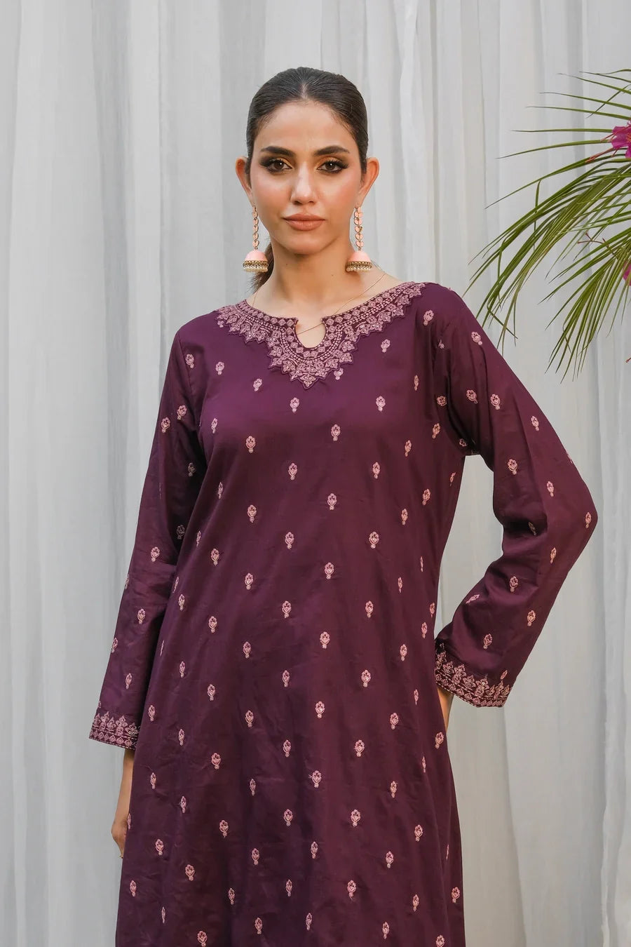 Dhaga Women Pret Embroidered 2 Piece cotton Purple SS24DSE135 - Summer Collection