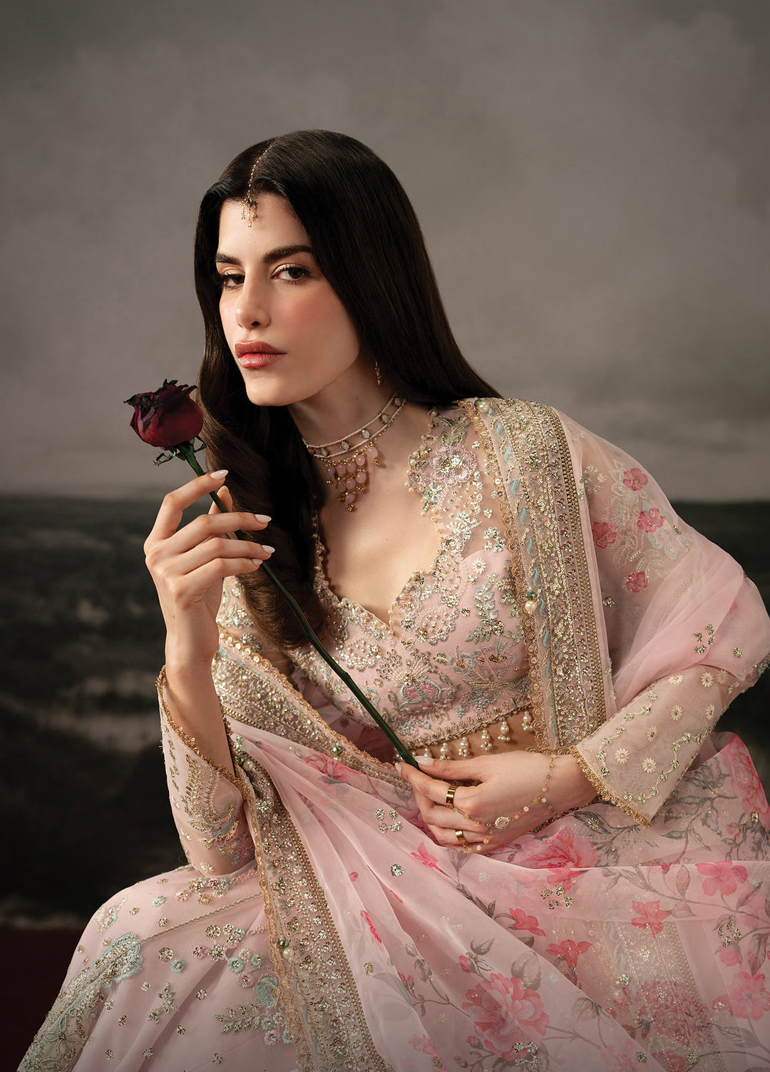 Aure by Afrozeh Unstitched Embroidered Net 3 Piece Suit AF26UAW Noblesse FW01235 - Wedding Collection