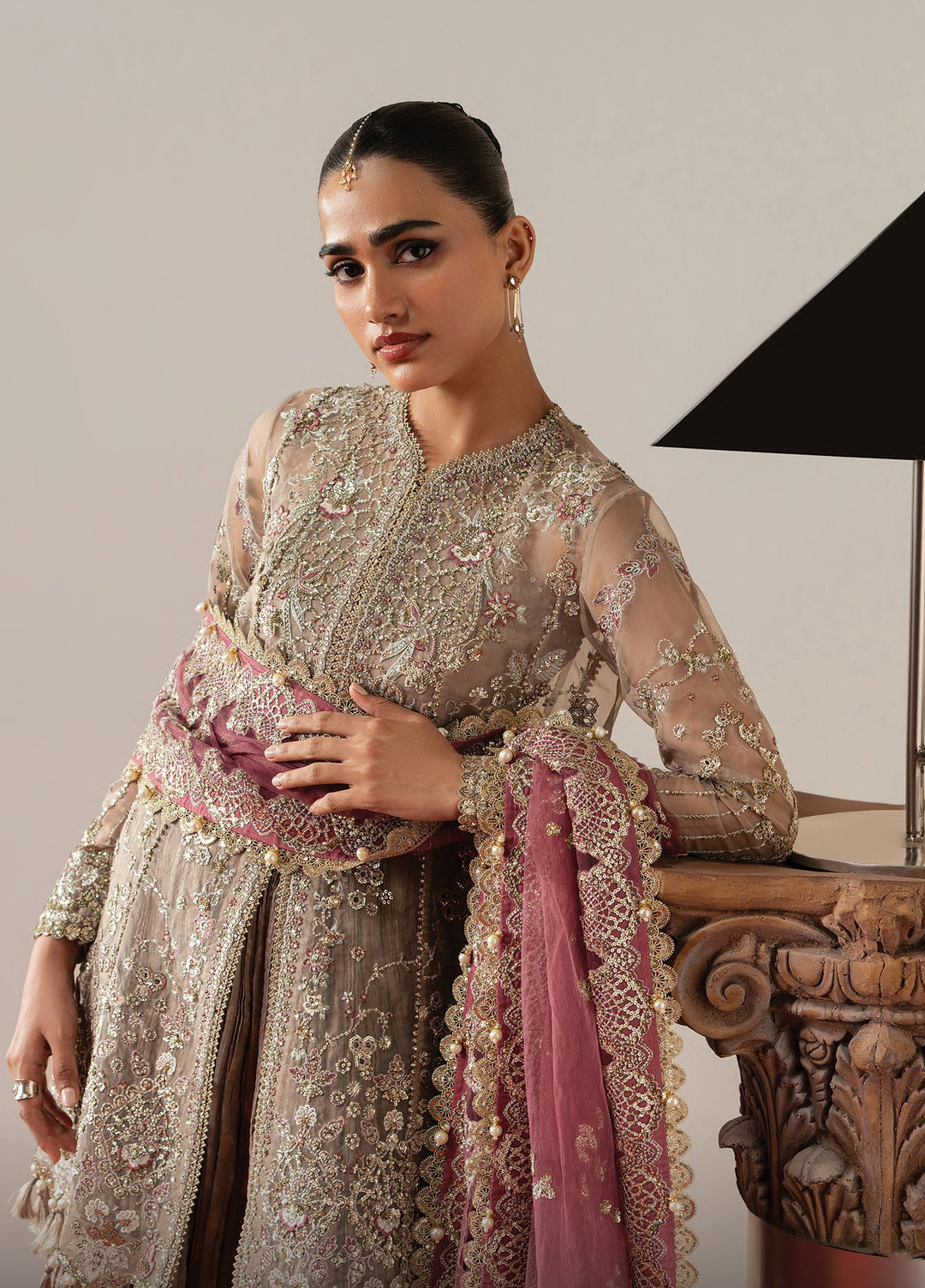 Aure by Afrozeh Unstitched Embroidered Organza 3 Piece Suit AF26UAW Gilded Grace FW01238 - Wedding Collection