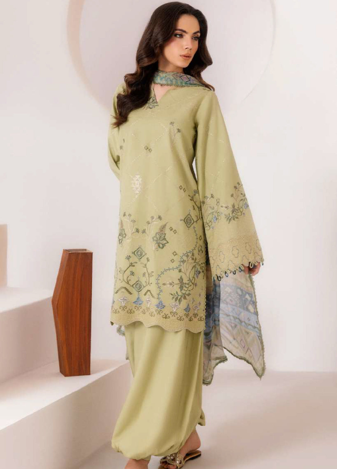 Intermix Zync by Florent Unstitched Embroidered Viscose 3 Piece Suit FL26UIZ FZ-2B - Casual Collection