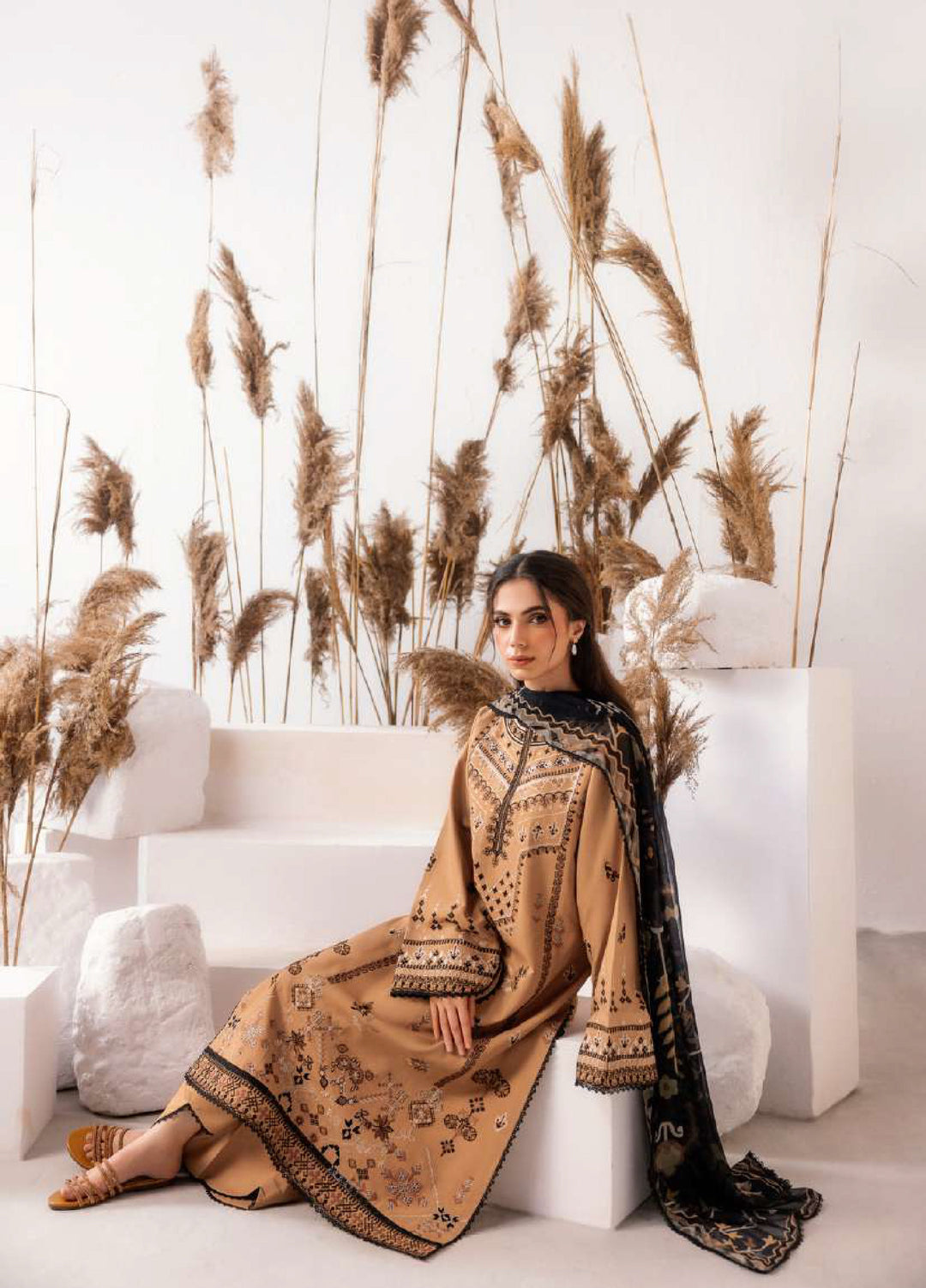 Intermix Zync by Florent Unstitched Embroidered Viscose 3 Piece Suit FL26UIZ FZ-7B - Casual Collection