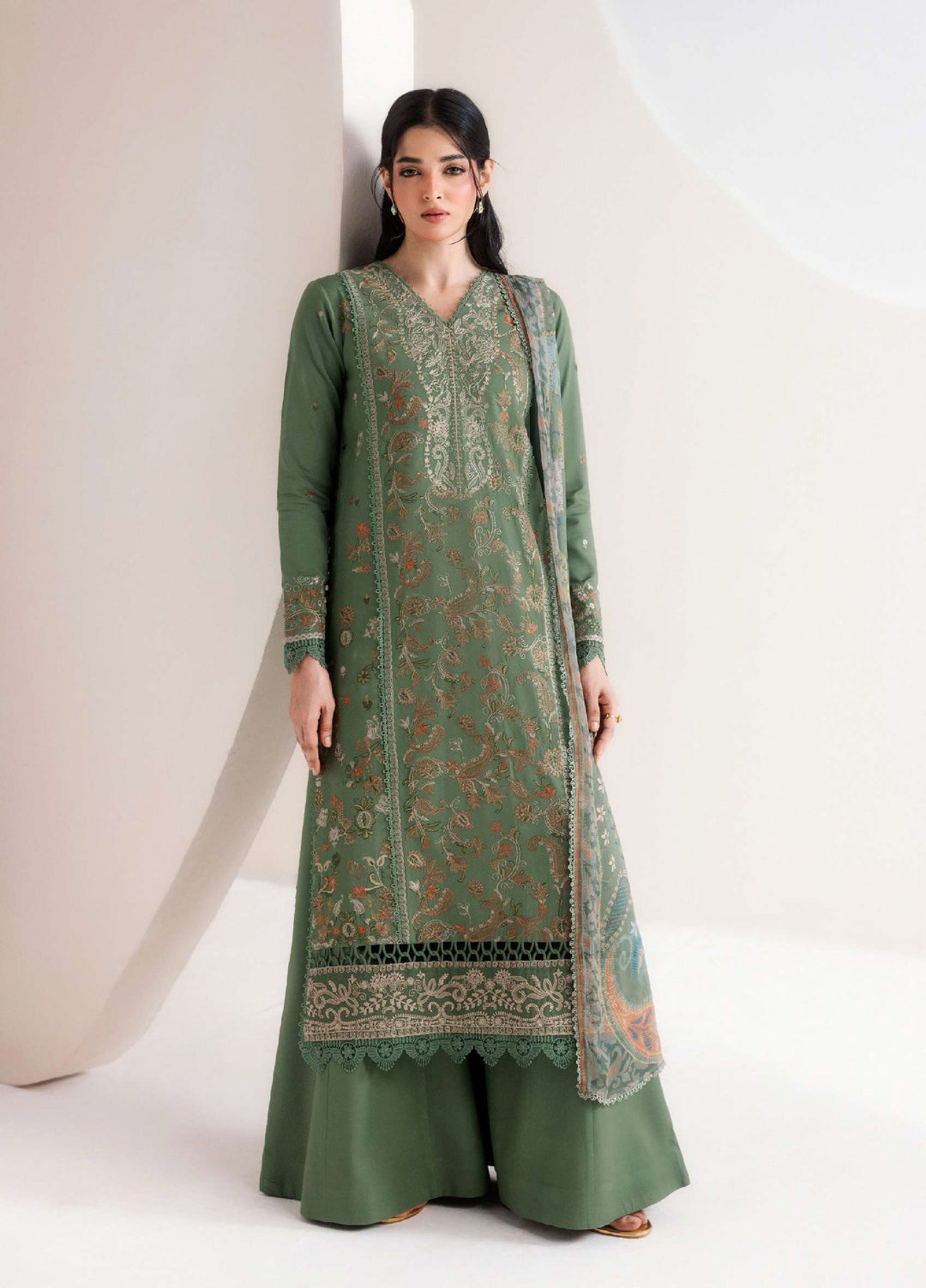 Intermiz Zync by Florent Unstitched Embroidered Viscose 3 Piece Suit FL26UIZ FZ-8B - Casual Collection