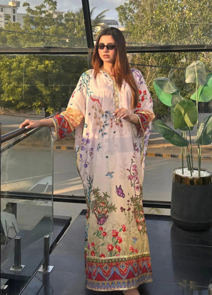 Mataish Women RTW Printed Crepe 1 Piece Suit Floral Bloom Kaftan - Festive Collection