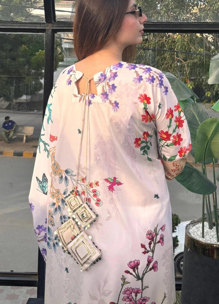Mataish Women RTW Printed Crepe 1 Piece Suit Floral Bloom Kaftan - Festive Collection