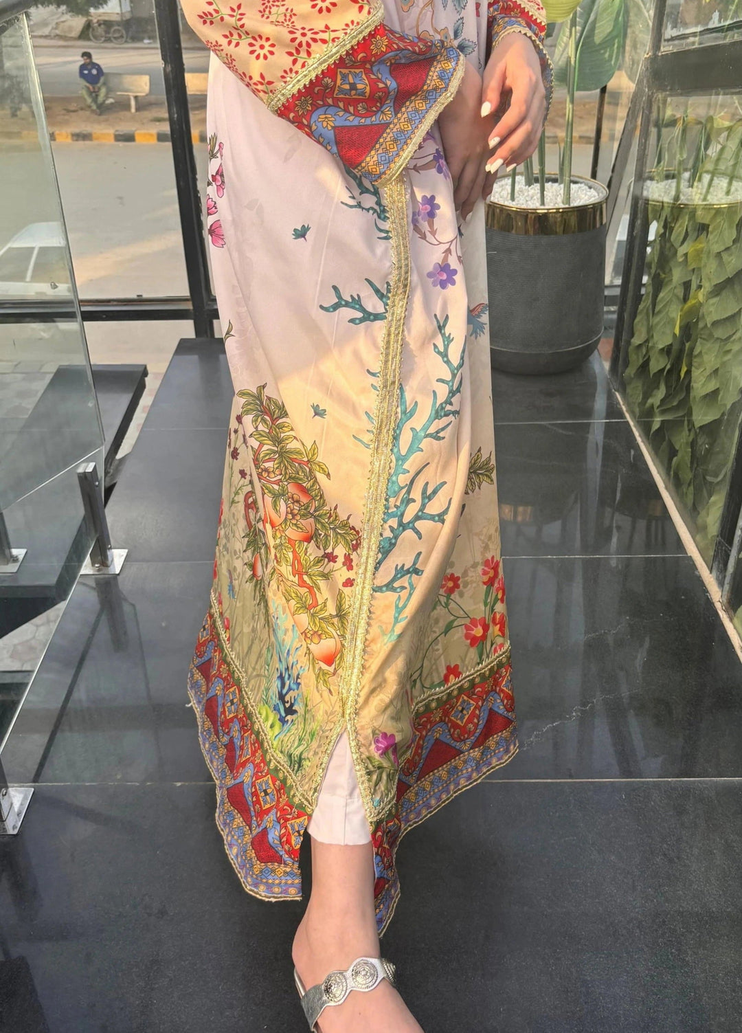 Mataish Women RTW Printed Crepe 1 Piece Suit Floral Bloom Kaftan - Festive Collection