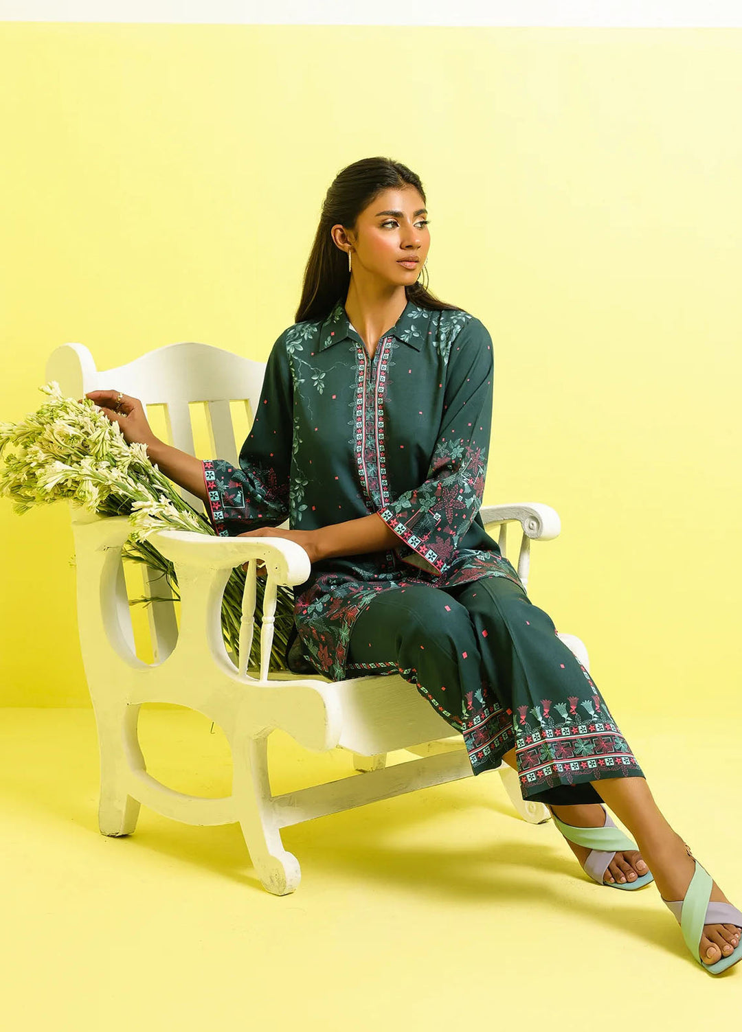 Elara by Sahar Unstitched Printed 2 Piece Marina Twill SHR25EP Floral Drift - Casual Collection