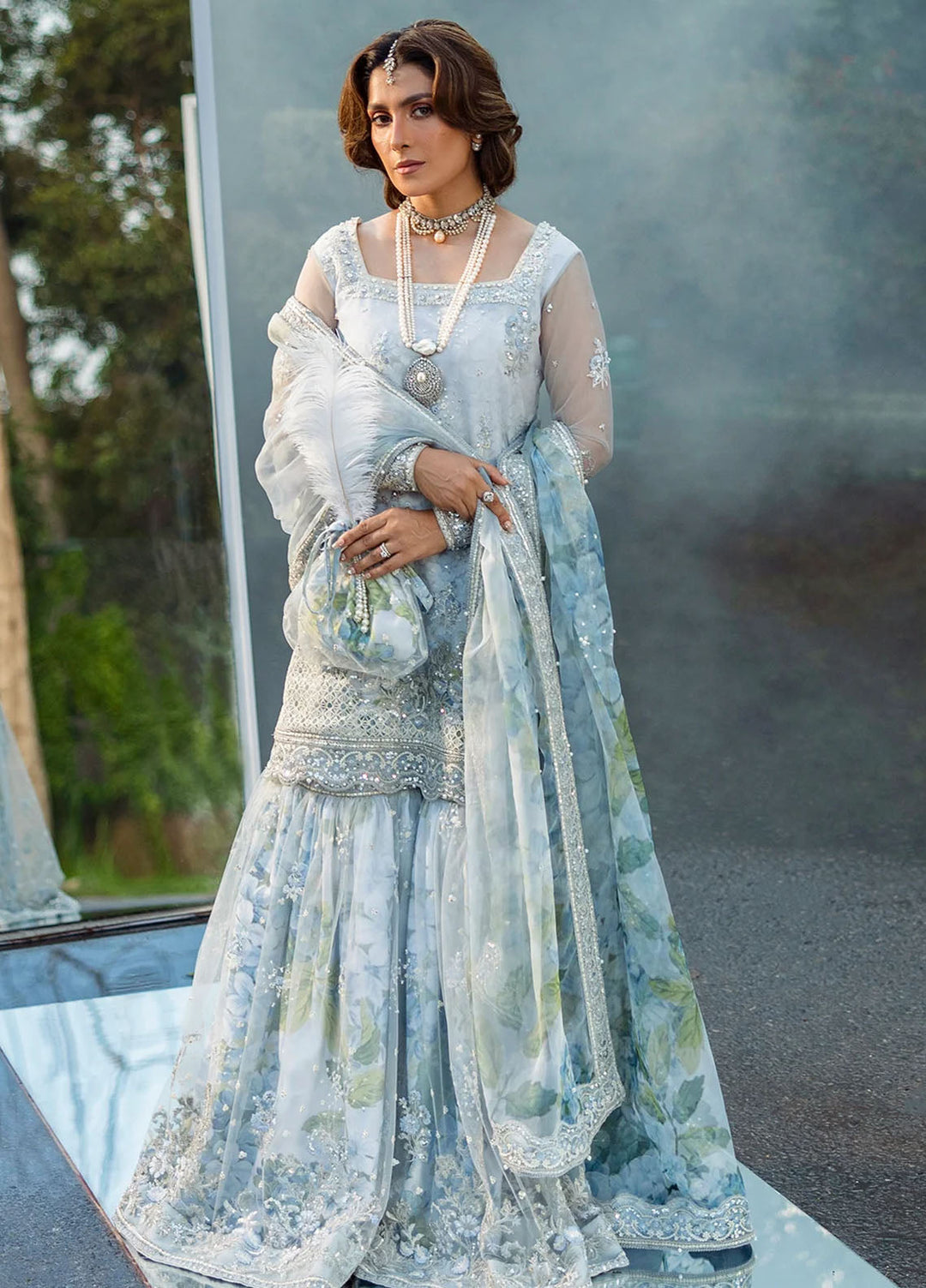 Jahan by Erum Khan Embroidered Net Suits Unstitched 3 Piece EK25V4 Floral Drop - Formals Collection