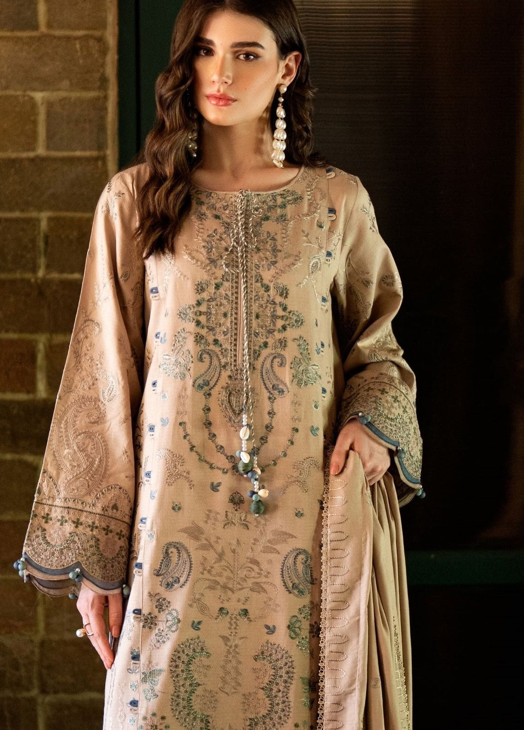 Serenity by Florent Unstitched Embroidered Dobby 3 Piece Suit FL26USF Aurea - Festive Collection