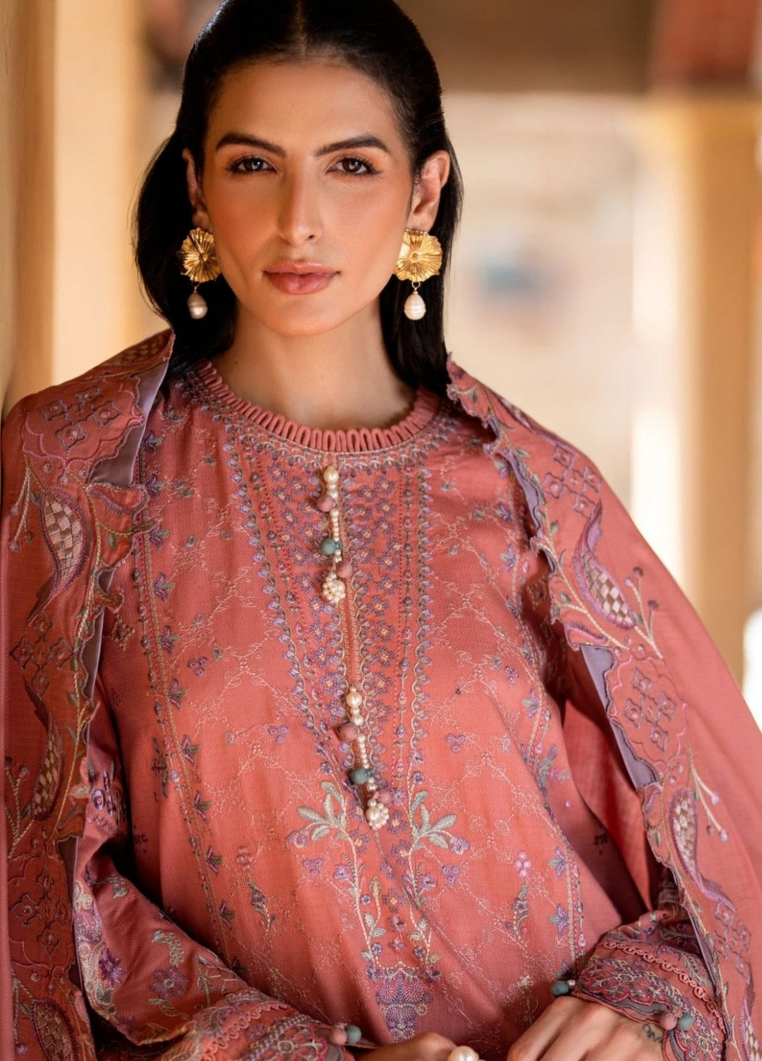Serenity by Florent Unstitched Embroidered Dobby 3 Piece Suit FL26USF Lyra - Festive Collection