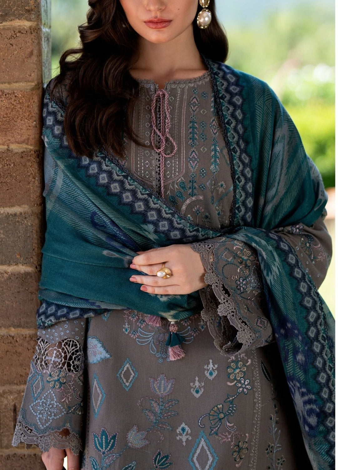 Serenity by Florent Unstitched Embroidered Karandi 3 Piece Suit FL26USF Sia - Festive Collection