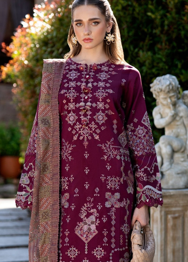 Serenity by Florent Unstitched Embroidered Dobby 3 Piece Suit FL26USF Rania - Festive Collection
