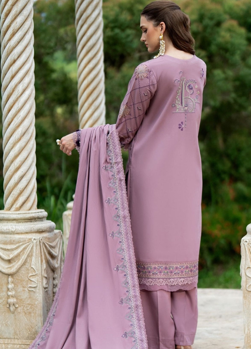 Serenity by Florent Unstitched Embroidered Marina Twill 3 Piece Suit FL26USF Azure - Festive Collection