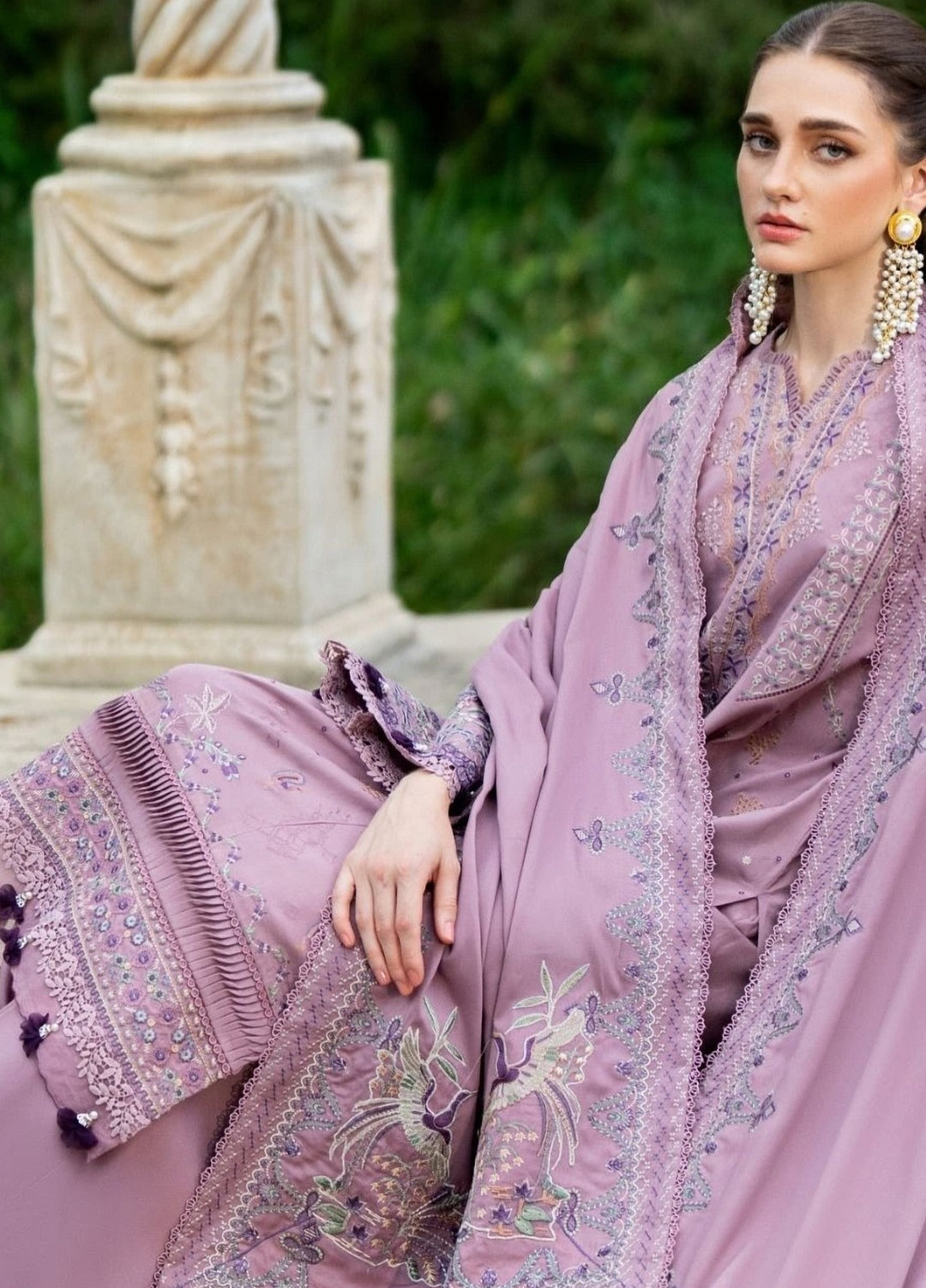 Serenity by Florent Unstitched Embroidered Marina Twill 3 Piece Suit FL26USF Azure - Festive Collection