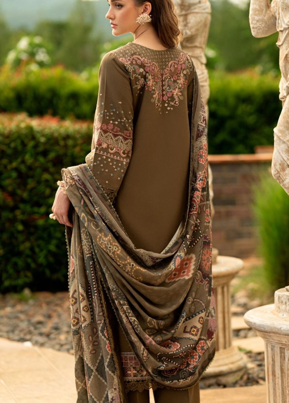 Serenity by Florent Unstitched Embroidered Karandi 3 Piece Suit FL26USF Ziva - Festive Collection