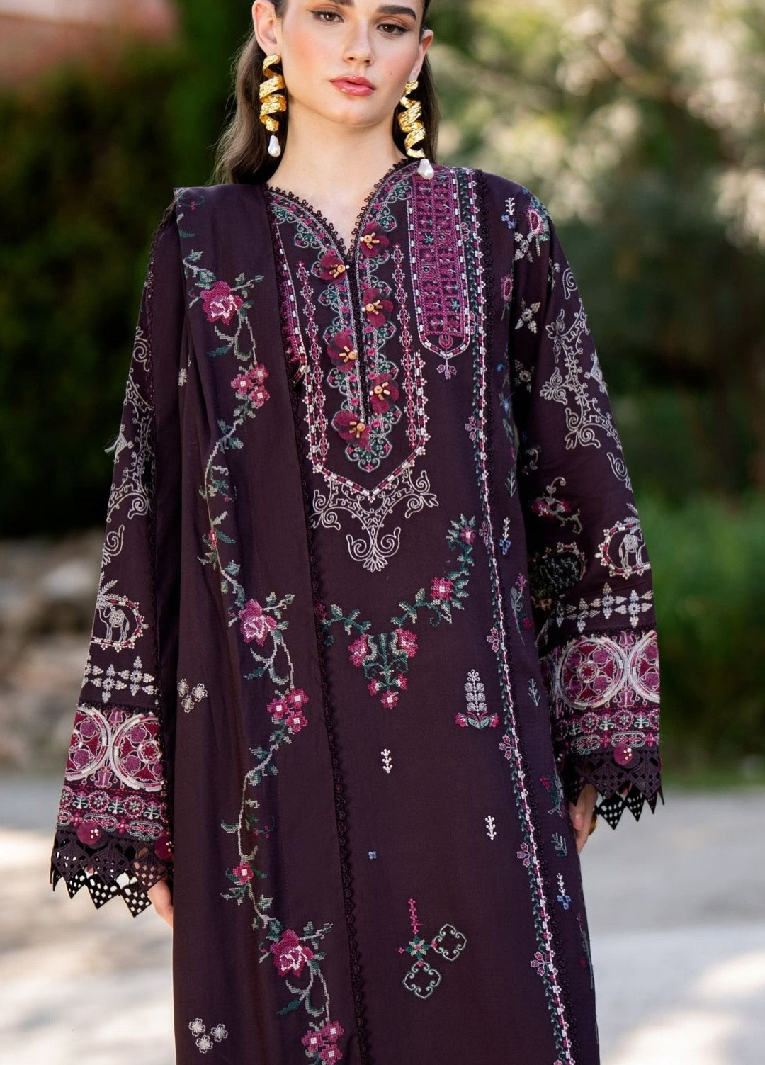 Serenity by Florent Unstitched Embroidered Dobby 3 Piece Suit FL26USF Zynah - Festive Collection