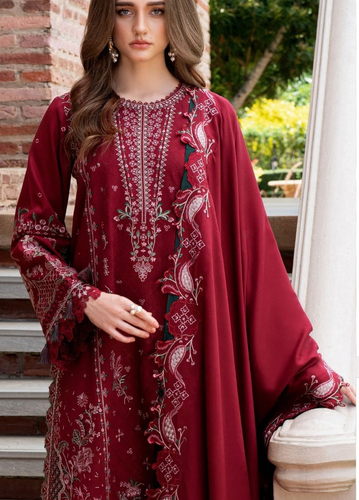 Serenity by Florent Unstitched Embroidered Marina Twill 3 Piece Suit FL26USF Dahlia - Festive Collection