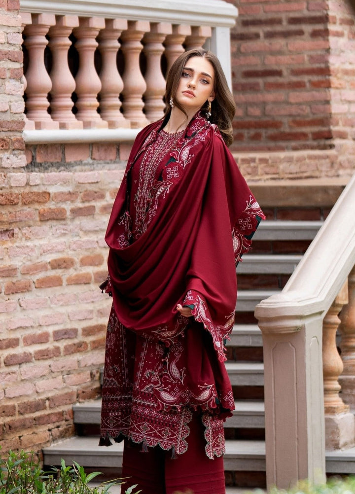 Serenity by Florent Unstitched Embroidered Marina Twill 3 Piece Suit FL26USF Dahlia - Festive Collection