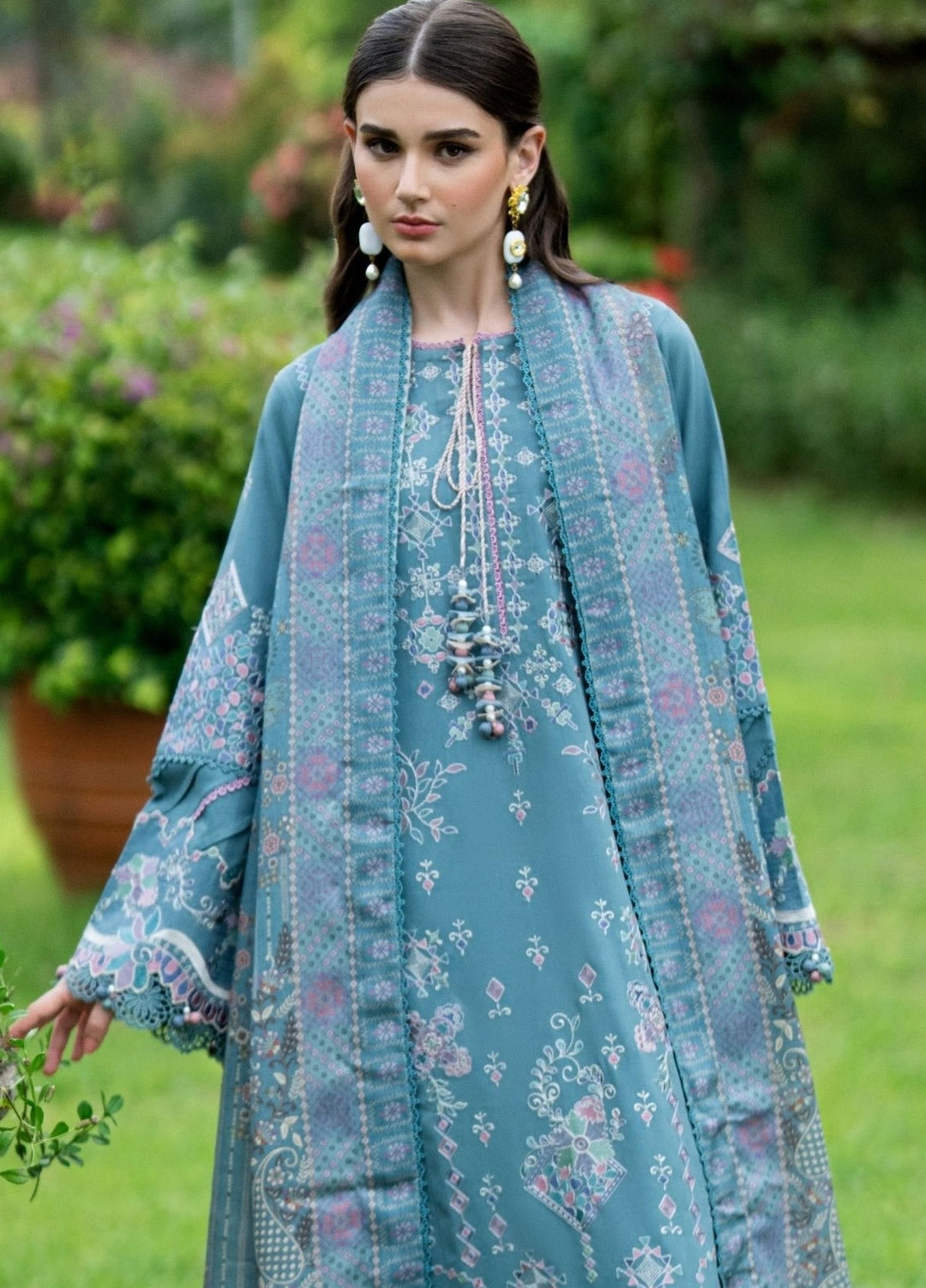 Serenity by Florent Unstitched Embroidered Marina Twill 3 Piece Suit FL26USF Hazel - Festive Collection