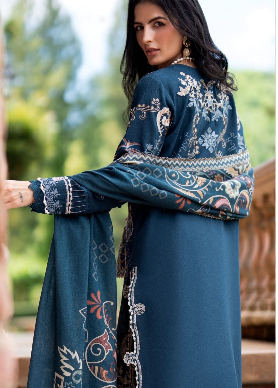 Serenity by Florent Unstitched Embroidered Karandi 3 Piece Suit FL26USF Arya - Festive Collection