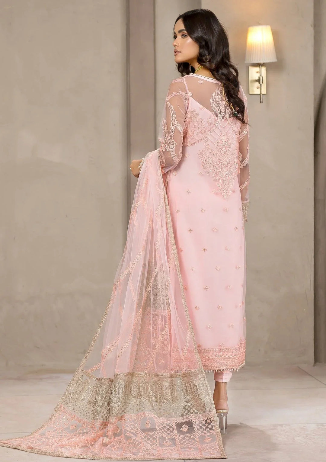 Zarif Unstitched Embroidered Net 3 Piece Suit ZR26UF Falak ZF-04-Haven - Festive Collection