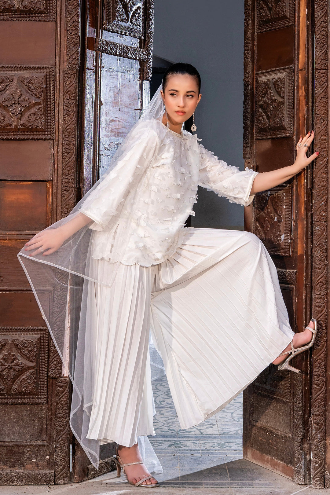 Dhaga Women Pret Embroidered 2 Piece lace net Butterfly Whisper SS25DSE129 - Summer Collection