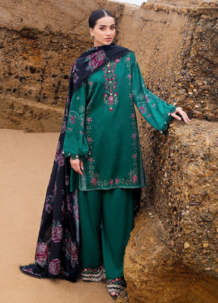 Cross Stitch Embroidered Cotton Satin Suits Unstitched 3 Piece CS25SU Garland Whisper - Winter Collection