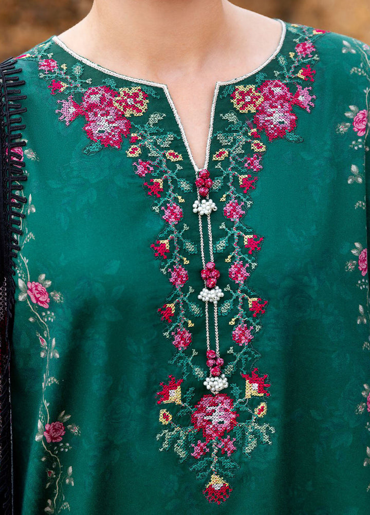 Cross Stitch Embroidered Cotton Satin Suits Unstitched 3 Piece CS25SU Garland Whisper - Winter Collection