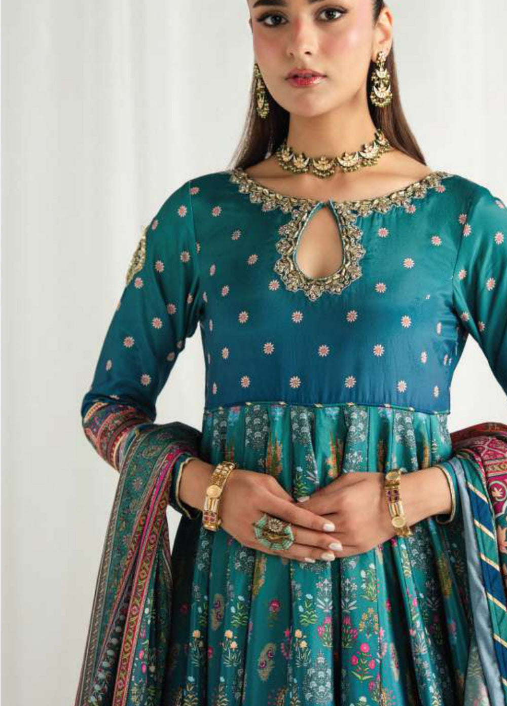 Aira by Gulaal Unstitched Printed Silk 3 Piece Suit GL26USA Azure GS-15 - Festive Collection