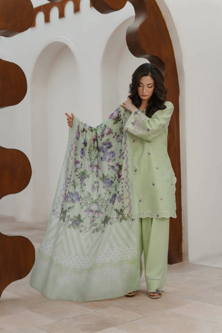 Manara by Maria Embroidered Chiffon 3 Piece Suit GARDENIA - Festive Collection