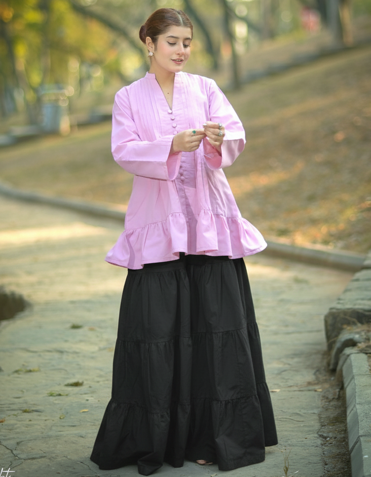 Urban Cut RTW Solids Cotton 1 Piece Black Maxi Casual Collection