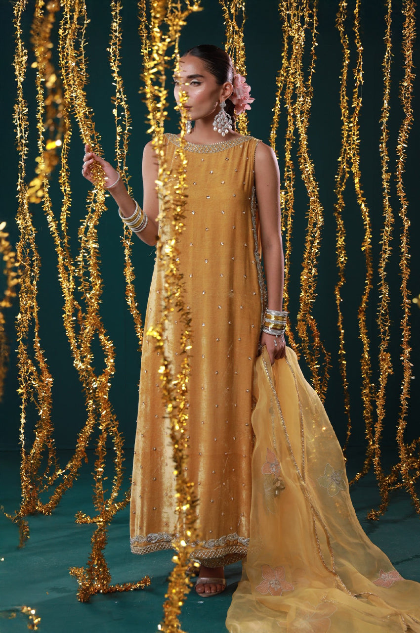 Makhmal From Nizka By Nida Rehan RTW Hand work Velvet 2 Piece Suit Mehtab - Festive Collection