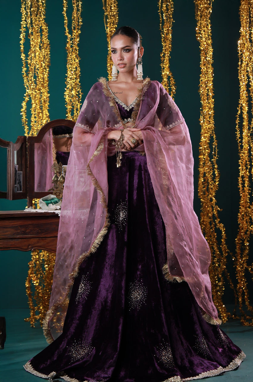 Makhmal From Nizka By Nida Rehan RTW Hand work Velvet 3 Piece Suit Sitara - Festive Collection