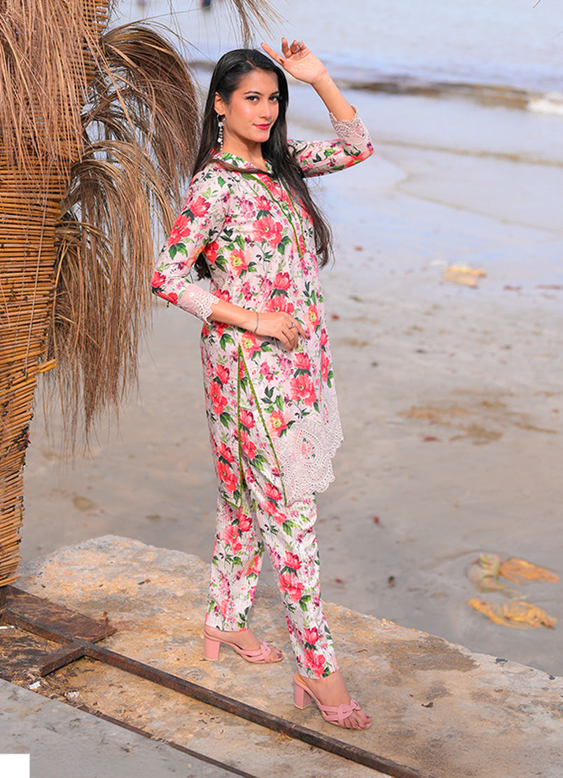 Farasha by Ishq e Rang RTW Embroidered Lawn 2 Piece Suit Silver Mist Casual Collection