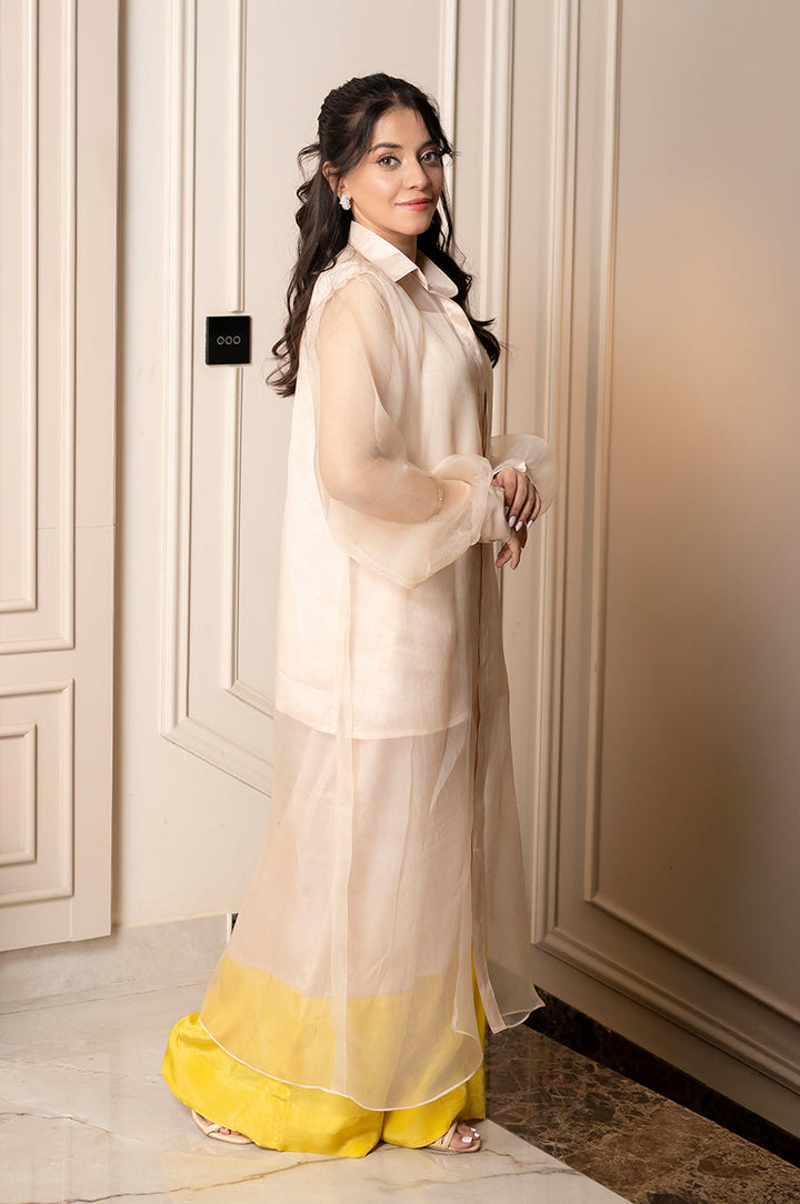 Liyaana From Nizka By Nida Rehan RTW Solids Premium Georgette 3 Piece Suit Luminous Layers - Casual Collection