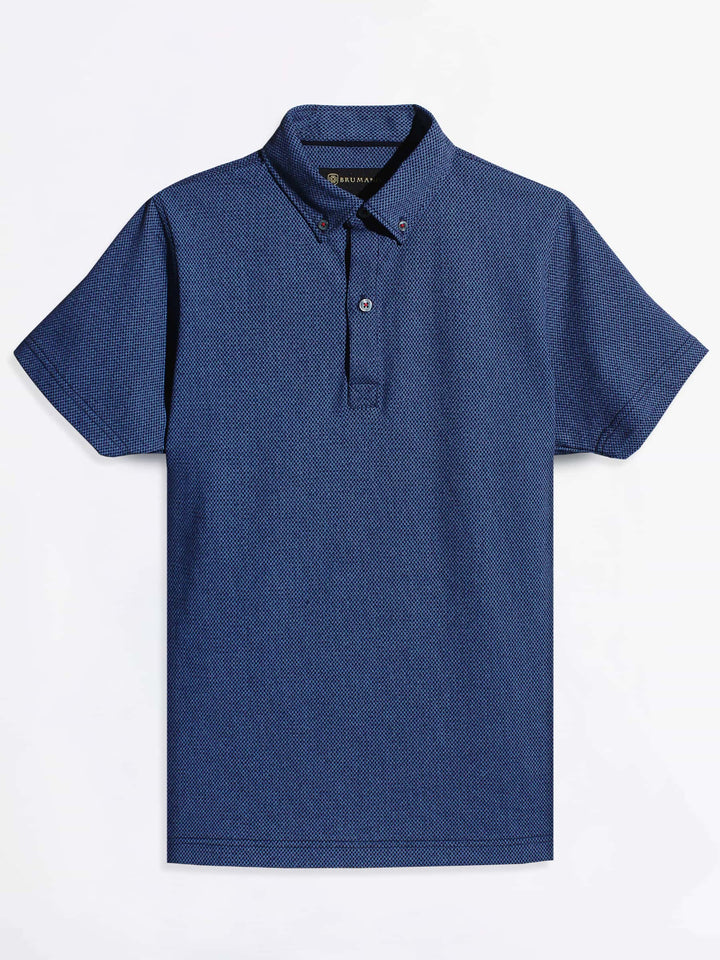 Brumano  Printed Cotton Polo Geometric Printed Polo Shirt