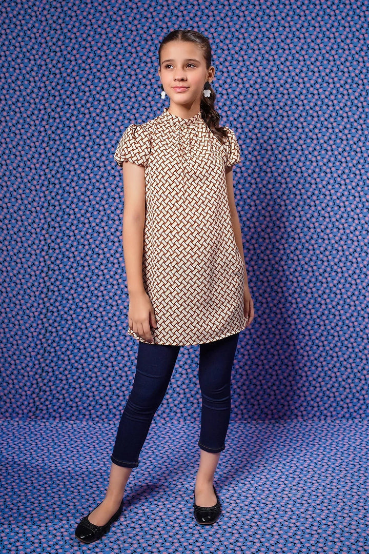 Ochre RTW Printed Girls 1 Piece Georgette Top OWT-618 - Winter Collection