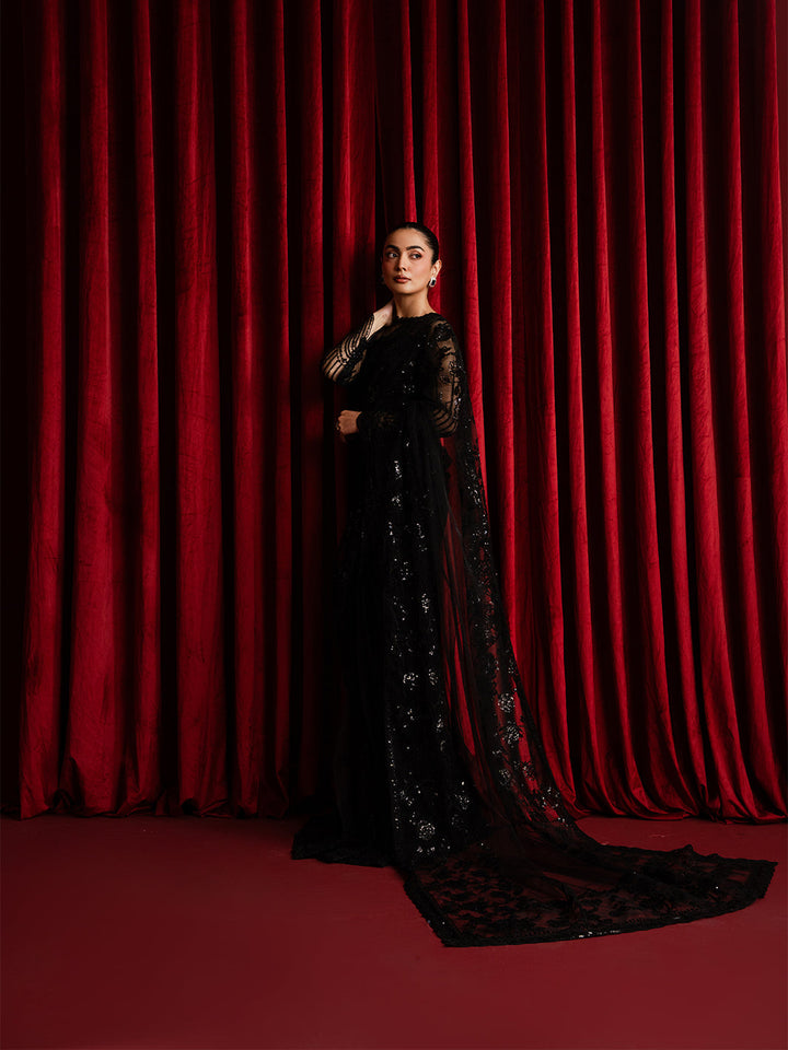 The Sarees Edit by Yards Unstitched Embroidered Net 4 Piece Suit Glimmer Festive Collection