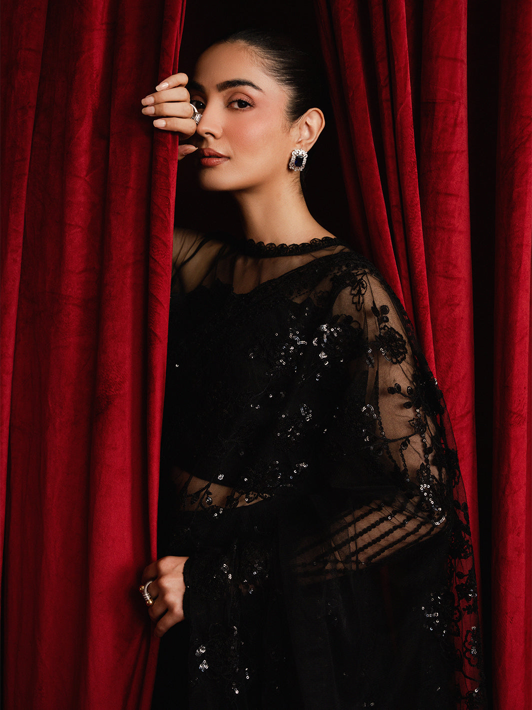 The Sarees Edit by Yards Unstitched Embroidered Net 4 Piece Suit Glimmer Festive Collection